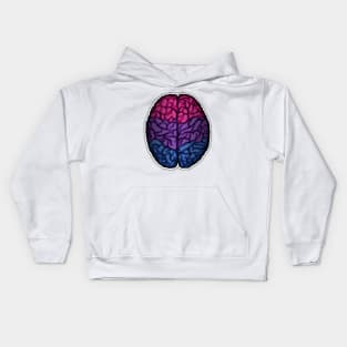 Large Bisexual Pride Flag Colored Brain Vector Kids Hoodie